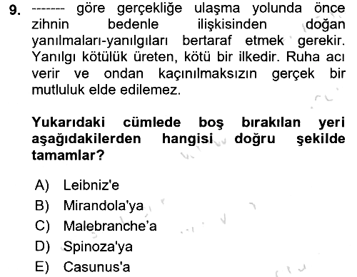 Modern Felsefe 1 2021-2022 Dönem Sonu Sınavı - 9. soru