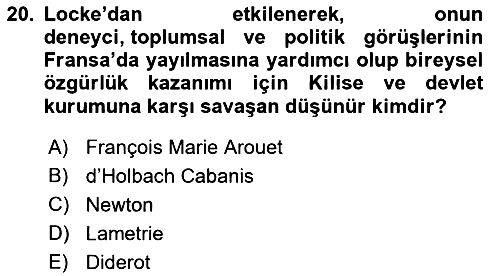 Modern Felsefe 1 2021-2022 Dönem Sonu Sınavı - 20. soru