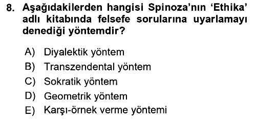 Modern Felsefe 1 2022-2023 Dönem Sonu Sınavı - 8. soru