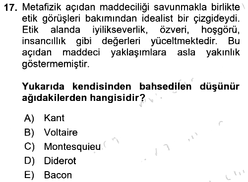 Modern Felsefe 1 2023-2024 Dönem Sonu Sınavı - 17. soru
