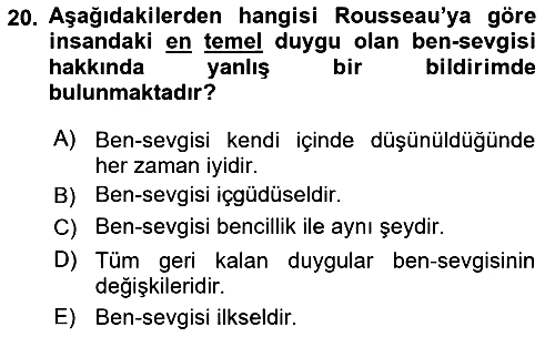 Modern Felsefe 1 2023-2024 Dönem Sonu Sınavı - 20. soru