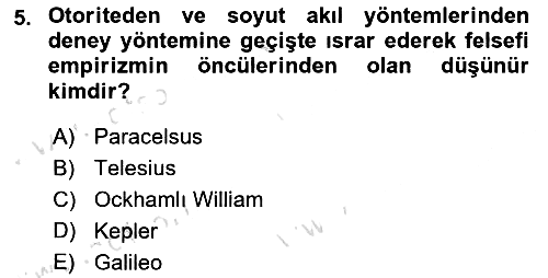 Modern Felsefe 1 2022-2023 Yaz Okulu Sınavı - 5. soru