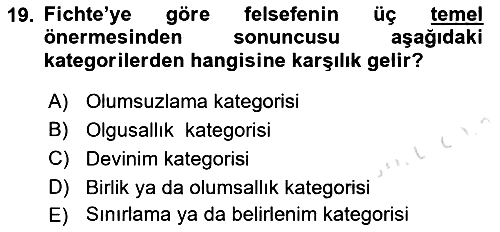 Modern Felsefe 2 2021-2022 Ara Sınav - 19. soru