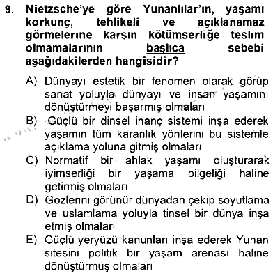 Modern Felsefe 2 2012-2013 Dönem Sonu Sınavı - 9. soru