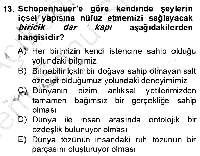 Modern Felsefe 2 2012-2013 Dönem Sonu Sınavı - 13. soru