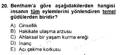 Modern Felsefe 2 2012-2013 Dönem Sonu Sınavı - 20. soru