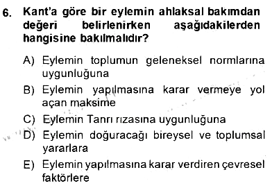 Modern Felsefe 2 2014-2015 Dönem Sonu Sınavı - 6. soru