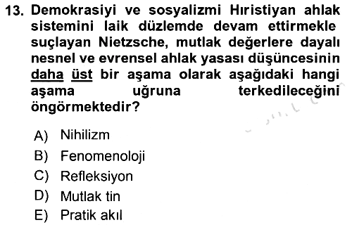 Modern Felsefe 2 2016-2017 Dönem Sonu Sınavı - 13. soru