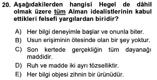 Modern Felsefe 2 2017-2018 Dönem Sonu Sınavı - 20. soru