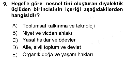 Modern Felsefe 2 2018-2019 Dönem Sonu Sınavı - 9. soru