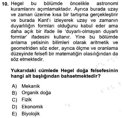 Modern Felsefe 2 2023-2024 Dönem Sonu Sınavı - 10. soru