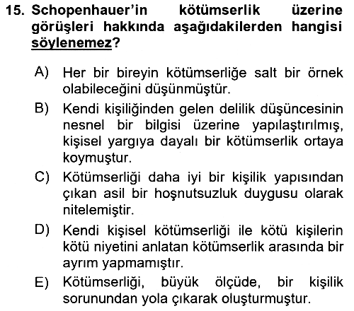 Modern Felsefe 2 2023-2024 Dönem Sonu Sınavı - 15. soru