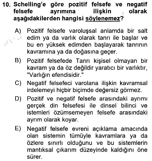 Modern Felsefe 2 2020-2021 Yaz Okulu Sınavı - 10. soru
