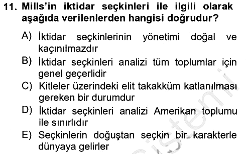 Modern Sosyoloji 2012-2013 Ara Sınav - 11. soru