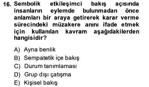 Modern Sosyoloji 2014-2015 Ara Sınav - 16. soru