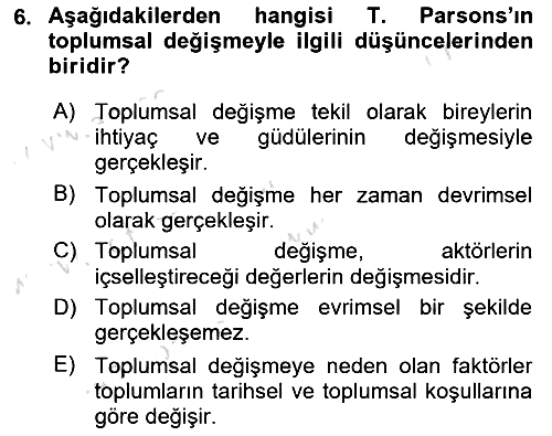 Modern Sosyoloji 2021-2022 Ara Sınav - 6. soru