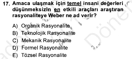 Modern Sosyoloji 2013-2014 Dönem Sonu Sınavı - 17. soru