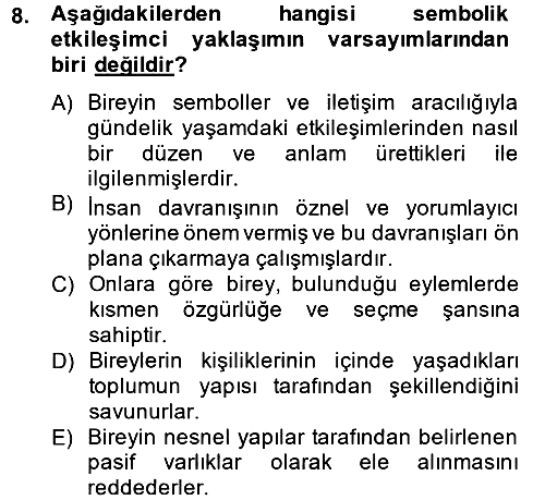 Modern Sosyoloji 2014-2015 Dönem Sonu Sınavı - 8. soru