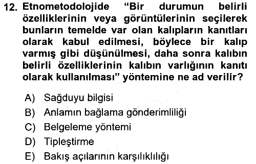 Modern Sosyoloji 2017-2018 Dönem Sonu Sınavı - 12. soru