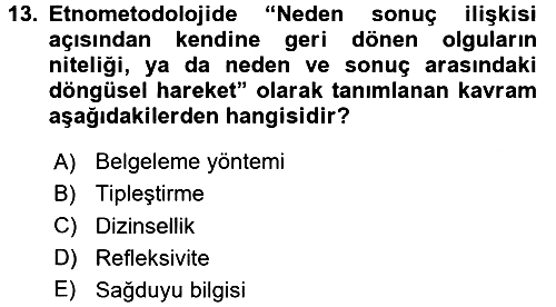Modern Sosyoloji 2017-2018 Dönem Sonu Sınavı - 13. soru