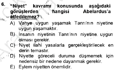 Ortaçağ Felsefesi 1 2012-2013 Ara Sınav - 6. soru