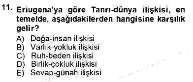 Ortaçağ Felsefesi 1 2012-2013 Ara Sınav - 11. soru