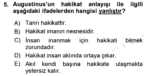 Ortaçağ Felsefesi 1 2016-2017 Ara Sınav - 5. soru