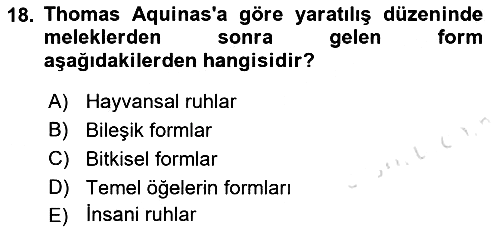 Ortaçağ Felsefesi 1 2022-2023 Ara Sınav - 18. soru