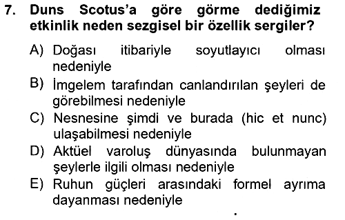 Ortaçağ Felsefesi 1 2012-2013 Dönem Sonu Sınavı - 7. soru