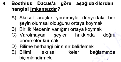 Ortaçağ Felsefesi 1 2012-2013 Dönem Sonu Sınavı - 9. soru