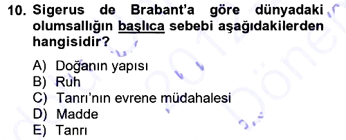 Ortaçağ Felsefesi 1 2012-2013 Dönem Sonu Sınavı - 10. soru
