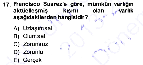 Ortaçağ Felsefesi 1 2013-2014 Dönem Sonu Sınavı - 17. soru