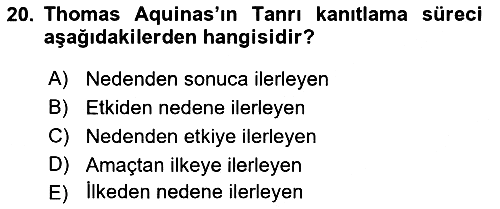Ortaçağ Felsefesi 1 2016-2017 Dönem Sonu Sınavı - 20. soru