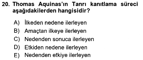 Ortaçağ Felsefesi 1 2018-2019 Dönem Sonu Sınavı - 20. soru