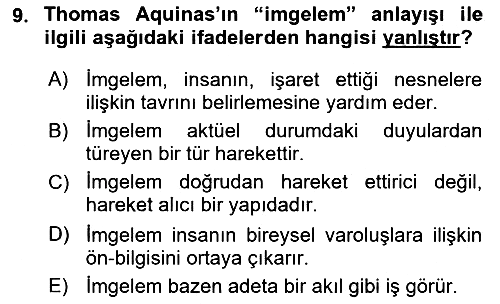 Ortaçağ Felsefesi 1 2019-2020 Dönem Sonu Sınavı - 9. soru