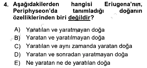 Ortaçağ Felsefesi 1 2021-2022 Dönem Sonu Sınavı - 4. soru