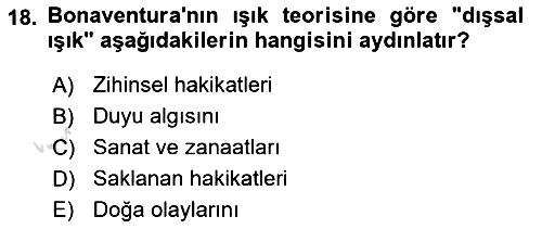 Ortaçağ Felsefesi 1 2022-2023 Dönem Sonu Sınavı - 18. soru