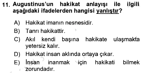 Ortaçağ Felsefesi 1 2021-2022 Yaz Okulu Sınavı - 11. soru