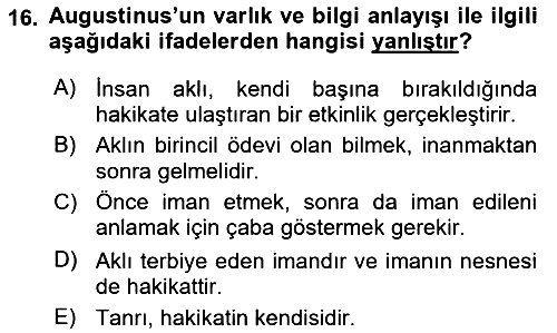 Ortaçağ Felsefesi 1 2021-2022 Yaz Okulu Sınavı - 16. soru