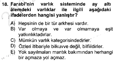 Ortaçağ Felsefesi 2 2012-2013 Ara Sınav - 18. soru