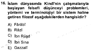 Ortaçağ Felsefesi 2 2013-2014 Ara Sınav - 16. soru