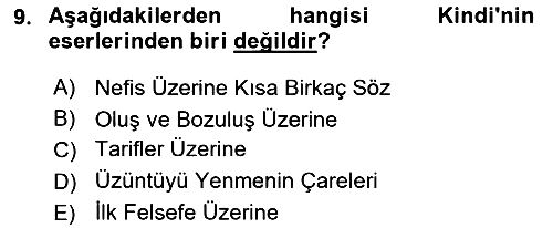 Ortaçağ Felsefesi 2 2016-2017 Ara Sınav - 9. soru