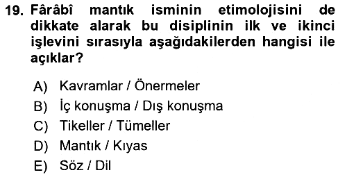 Ortaçağ Felsefesi 2 2017-2018 Ara Sınav - 19. soru