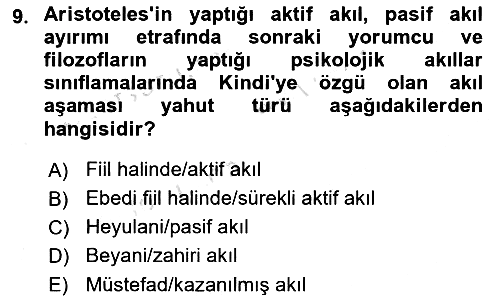 Ortaçağ Felsefesi 2 2023-2024 Ara Sınav - 9. soru