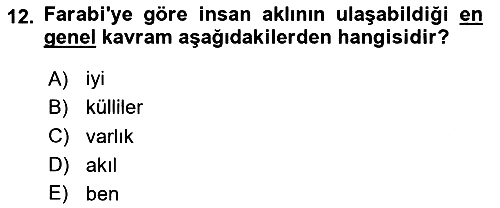 Ortaçağ Felsefesi 2 2023-2024 Ara Sınav - 12. soru
