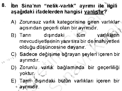 Ortaçağ Felsefesi 2 2013-2014 Dönem Sonu Sınavı - 8. soru
