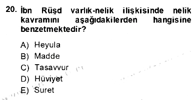Ortaçağ Felsefesi 2 2013-2014 Dönem Sonu Sınavı - 20. soru