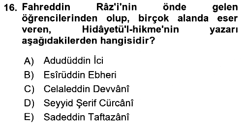 Ortaçağ Felsefesi 2 2015-2016 Dönem Sonu Sınavı - 16. soru