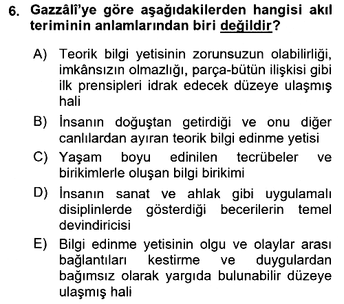 Ortaçağ Felsefesi 2 2020-2021 Yaz Okulu Sınavı - 6. soru