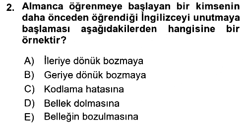 Psikoloji 2016-2017 3 Ders Sınavı - 2. soru